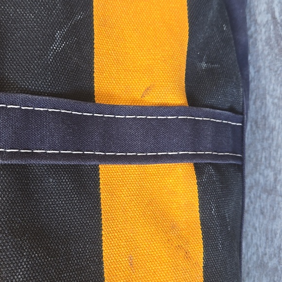 L.L. Bean Vintage Color Block Large Canvas Tote Bag Navy Yellow - Picture 15 of 15